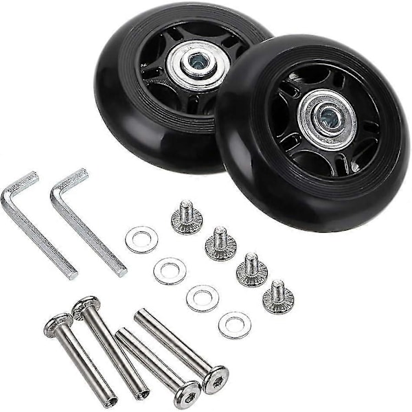 2 kpl Matkalaukun Vaihtopyörät Kääntyvät Pyörät Kumilaakerit Korjaussarjat (80mm*24mm)