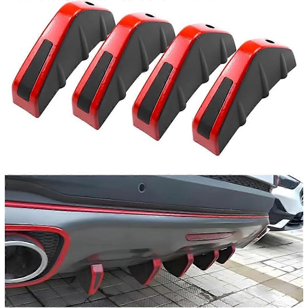 4 st Bil Nedre Stötfångare Läpp Diffuser, Anti-Krasch Tillbehör Spoiler Fena Skydd, Bakre Splitter Läpp Vinge, Universell Auto Dekoration för Bil SUV Lastbil