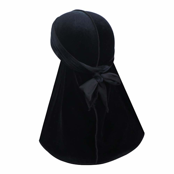 #(Svart) Fløyelsbandana med ekstra lang hale og brede stropper#