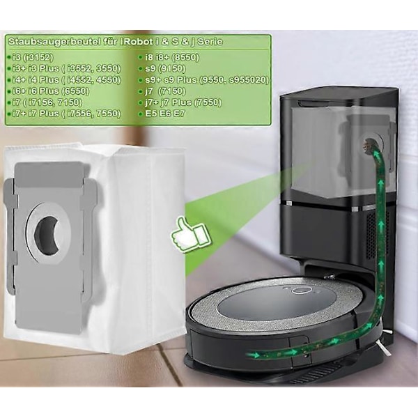 10 Pakk Støvsugerposer for Irobot Roomba i7 i7+ i7 Plus S9 S9+ i3 i3+ i4 i4+ i6 i6+ i8 i8+ J7 J7+ E5 E6 E7 Erstatningspose for Irobot Roomba Alle