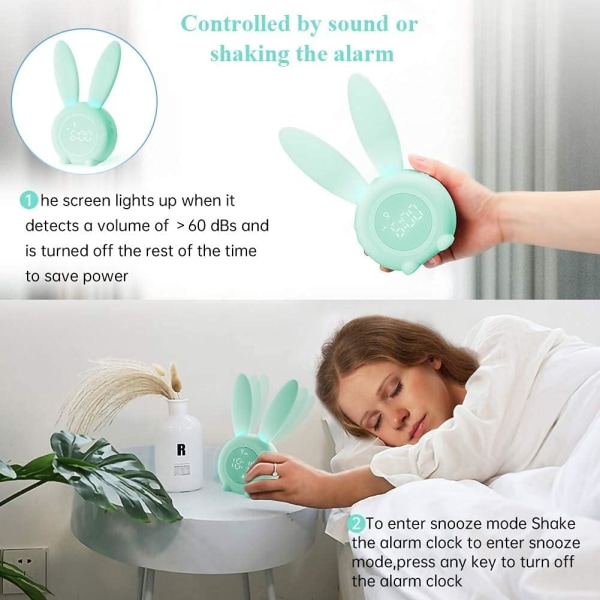 *Kids Alarm Clock,Cute Rabbit Shape Induction Morning Alarm Clock*