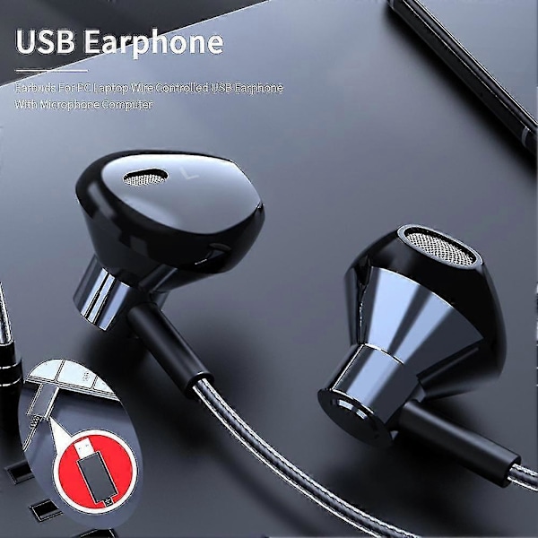 Online Møte Med Mikrofon USB Øretelefon For PC Laptop Ledningsstyrt Stereo