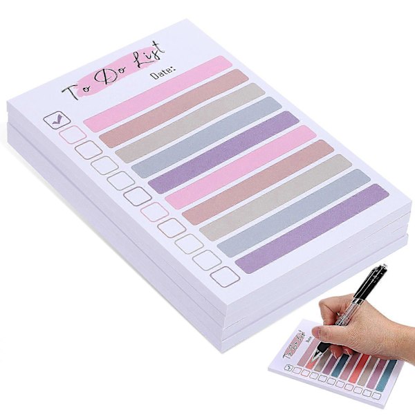 4 stk. To Do List Sticky Notes Memo Pads To Do List Notesblokke Sticky To Do List Papir Kontor Skrivebordstilbehør