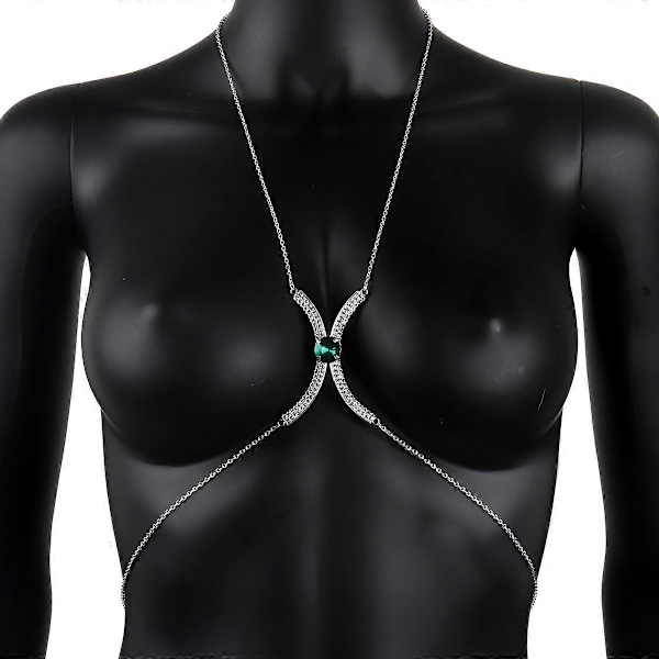 Kvinnor Rhinestone Monterad Bröstkedja Bikini Underkläder Kroppssmycken