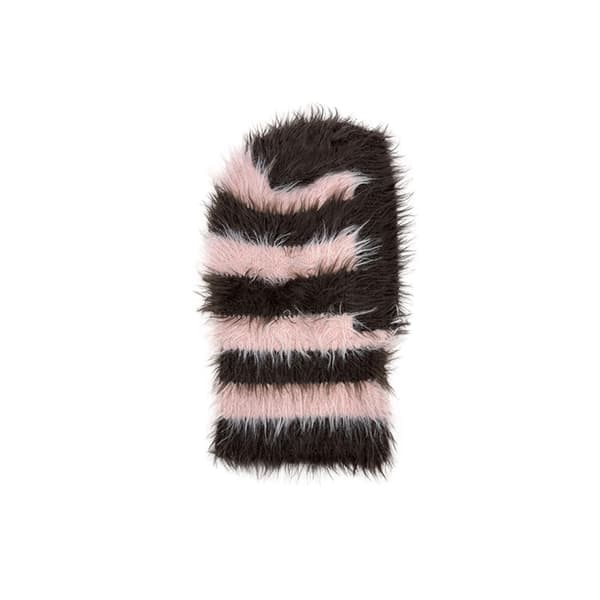 #Faux Sable Stribet Hat - Brun, Design Niche Section Pullover Woo#