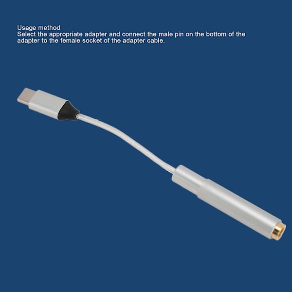 USB C til AUX Hodetelefonkontakt Adapter Støtter 32bits 384kHz PCM USB Type C til 2.5mm 3.5mm 4.4mm Hodetelefonkontakt Adapter