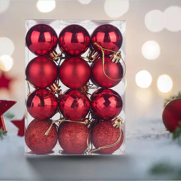 24 st/set 4cm Julgransprydnad Öka Atmosfären Dekorativ Scenlayout Lättvikt med Rosa