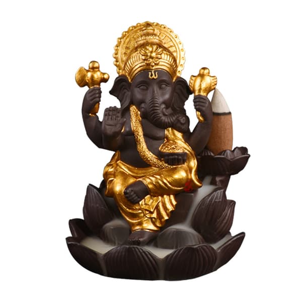 *Tilbageflow Røgelse Brænder Keramisk Ganesh Elefant Gud Røgelse Holder Statue Ganesh Elefant Buddha Figur Guld*