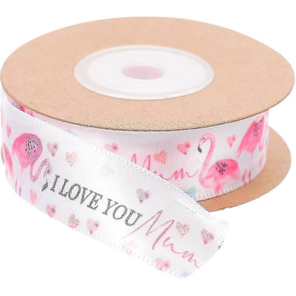 Morsdags Gavebånd Gaveeske Bånd Trykket Hjerte Flamingoer Bånd (rosa) (1 stk) yu