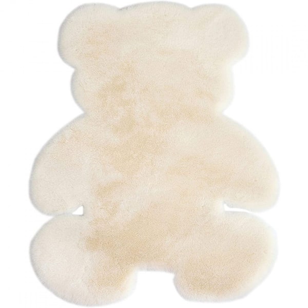 #Hvidt tæppe blødt, bjørneform, stue#