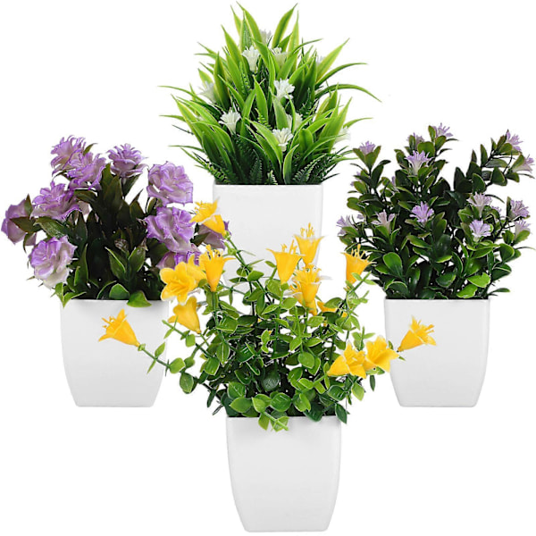 4 stk. falske potteplanter, kunstig plante, realistiske planter, falske potteplanter, estetiske falske planter