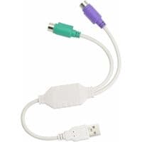 PS/2 - USB - PS/2 -sovitin PS2-näppäimistölle, valkoinen