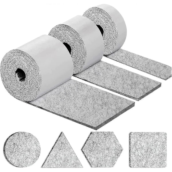 Självhäftande möbelglidare, möbelstolsglidare 3 rullar (100 * 10cm+100 * 5cm+100 * 2cm), stolpad 4mm-tjock filtglidare