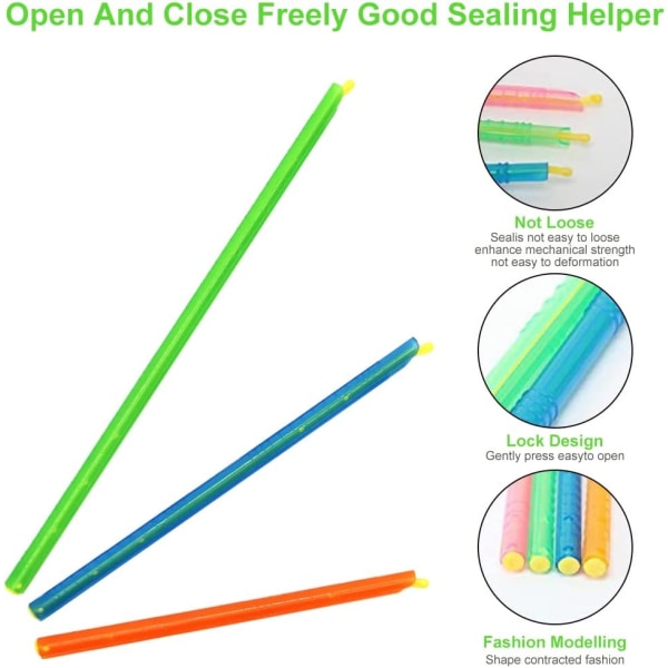 6 stk (3 størrelser), Sticks til at forsegle madposer, Forsegle madposer