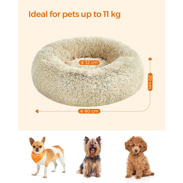 Khaki Hundebed, Rund Donut Bed, Sofa, Avtakbar og Vaskbar Kjerne