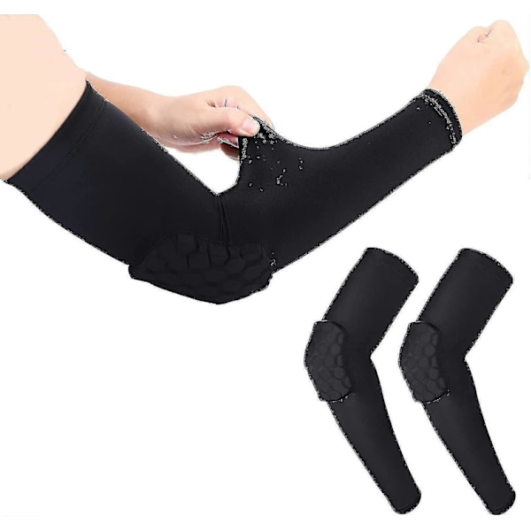 Par Fodbold Arm Sleeves Honeycomb Formet Kollisionsforebyggelse Pad Kompressions Sleeves Til Arme