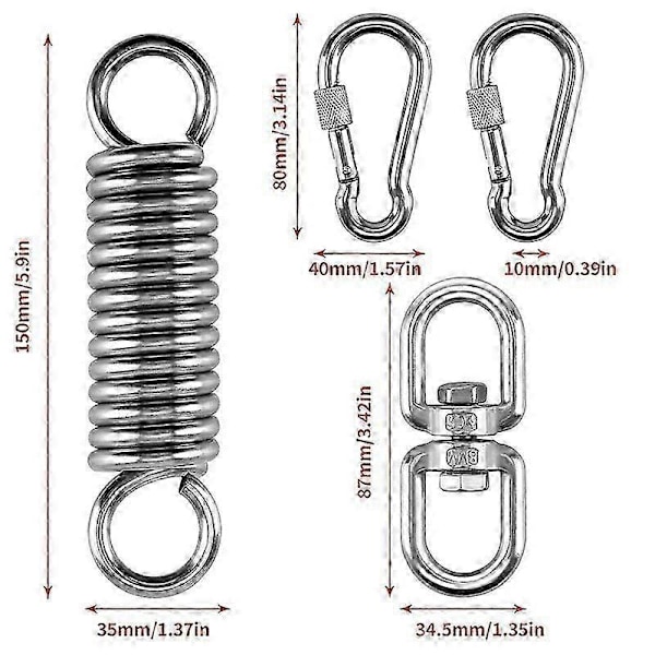 3-pack Hängmatta Fjäderkrok, 304 Rostfritt Stål Fjäder för Hängande Stol, Tillbehör