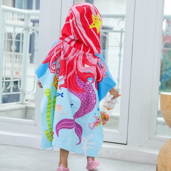 Børnebadehåndklæde (lilla havfrue 60*120 cm), børnestrand