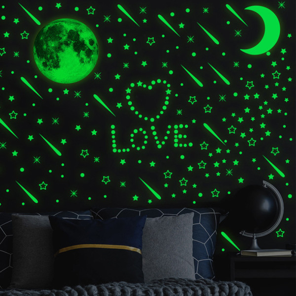 Star Moon Combination Luminous Wall Sticker Sovrum Meteor D