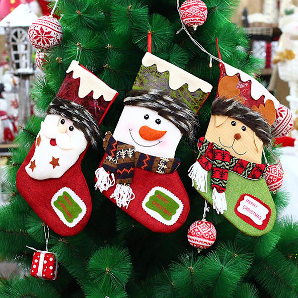 Julstrumpor Jultomte Snögubbe Rådjur Härlig Stor Storlek Hängande Presentpåse Juldekoration KaesiB
