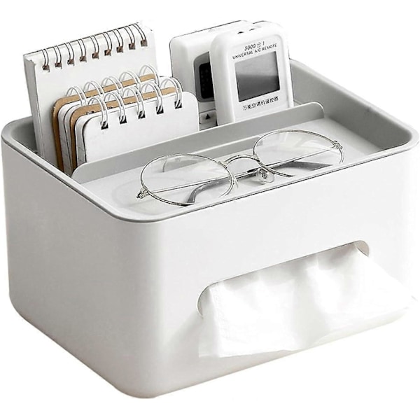 Skrivebords Tissueboks Holder - Rektangulær Tissue Dispenser Holder med Sideåpning | Multifunksjonell Tissueboks Holder | Serviett Holder med Boks