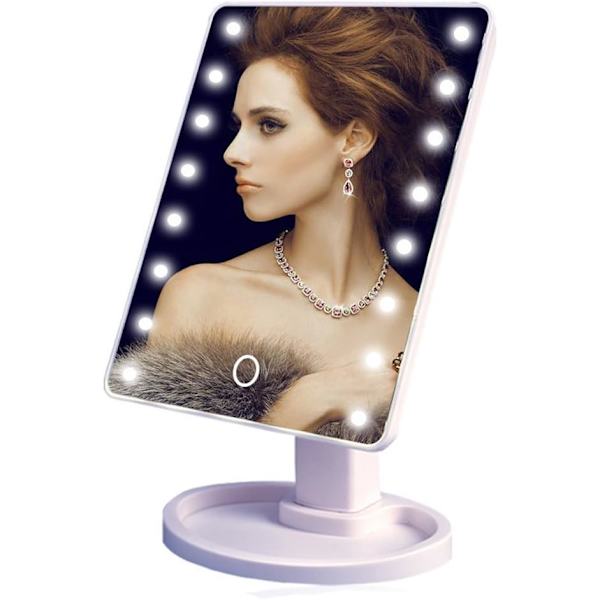 #16 LED Smart Touch Screen Bärbar Bordsspegel med Belysning för Smink (Vit)#