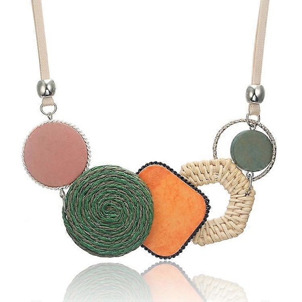 Halsband Mode Färgglada Resin Berlocker Chunky Halsband Boho Chic Berlock Statement Halsband Regnbågsfärg Geometriskt Chunky Halsband för Kvinnor