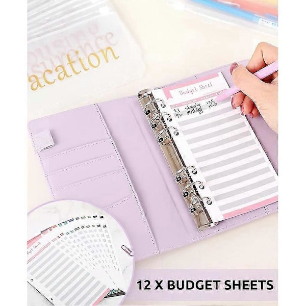 Budget Binder med lynlåskuverter, kontantkuverter til budgettering, pengeorganisator til kontanter, pengekuvert