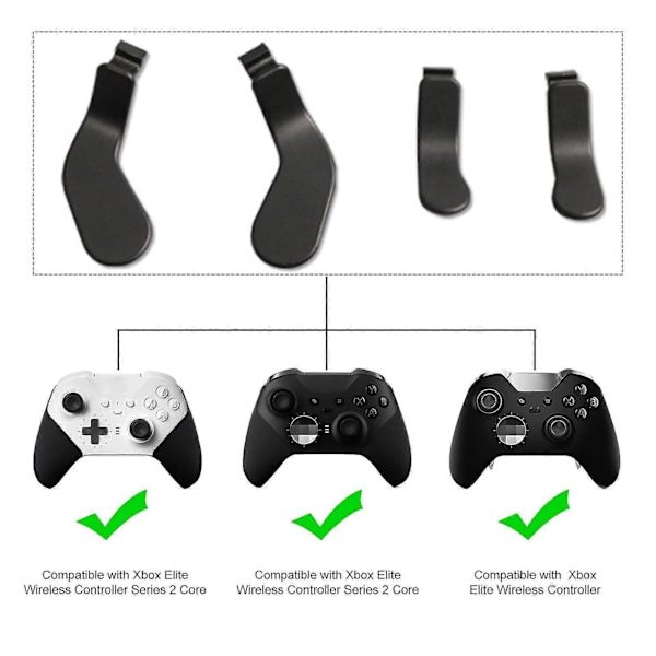 4 stk. metallpadler forbedrer spillopplevelsen Erstatningshåndtak for Xbox Elite trådløs kontroller serie 2