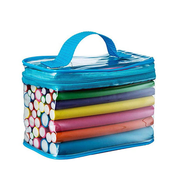 #Sæt med 42 stk. Fleksible Hårruller DIY Værktøj til Krøllet Hår Hårpind DIY Hårstyling Værktøj med Blå Opbevaringspung#