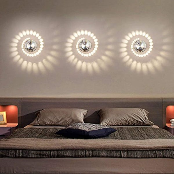 3 watt LED-vägglampa, vägglampa i aluminium, badrumslampa, modern