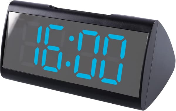 *Digital väckarklocka för sovrum 6,4\" Stor LED-spegelskärm 2 Br*