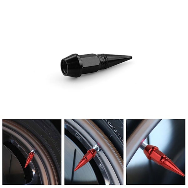 #8 stk. Aluminium Cykelventilhætter Stem Caps Heavy Duty Dækhætter Støvsikre Lufttætte Ventildæksler til Biler SUV Lastbiler Motorcykler Cykler (Rød Sort)#