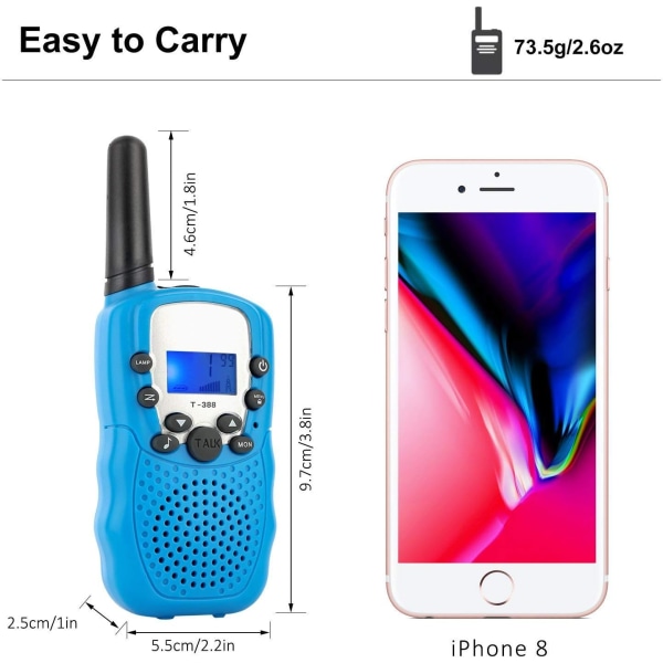 Walkie Talkie, PMR446 8 kanavaa, 1 pari lasten walkie talkie 3km