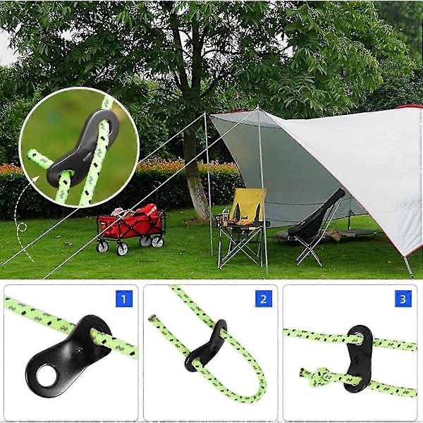 20 st Repspännare Aluminiumlegering Camping Spännare Krok Repjusterare Hållbar Halkfri För Tält Presenning Vandring Camping