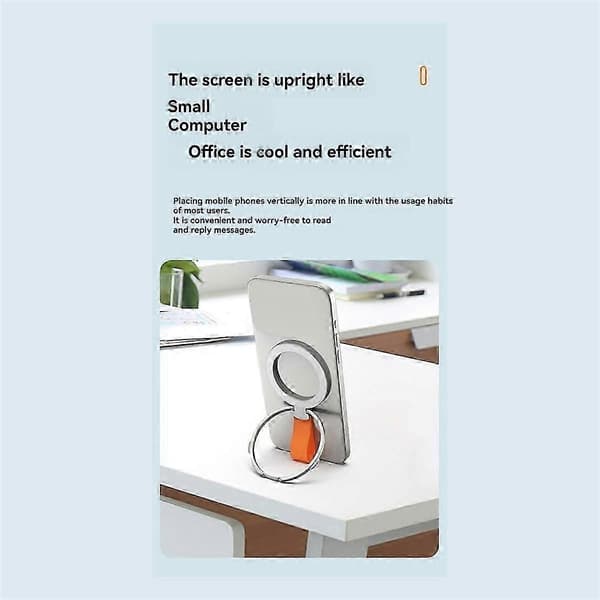 Magnetisk Telefonhållare Ringstativ Stöd för Tillbehör Silver+Orange