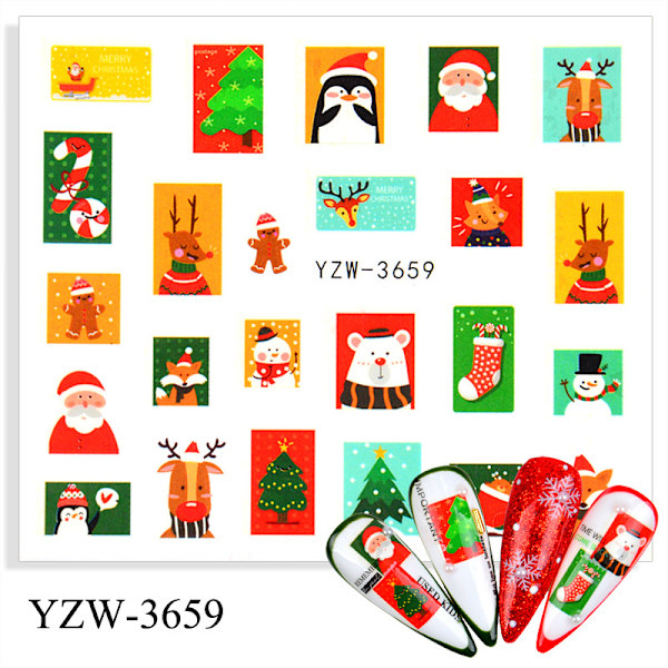#Julklappsstickers för naglar 20 ark Självhäftande Tomte Jultomte#