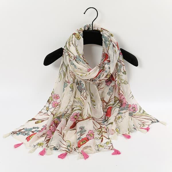 #Sjal i bomull og lin, 180-90cm#