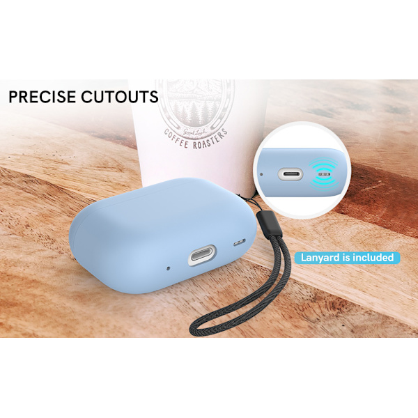 Lyseblå silikoneetui kompatibelt med Airpods 2, beskyttende C