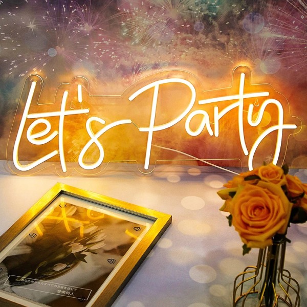 Skräddarsydd LED Neonljusskylt Lets Party Ljusskyltar för En