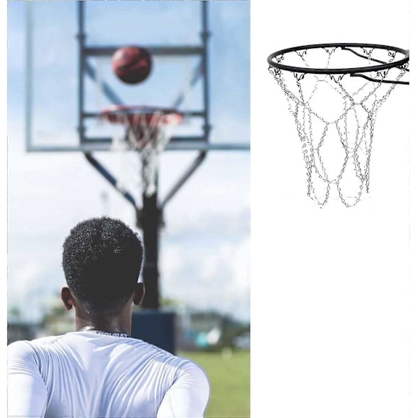 Basketballnett, utendørs basketballnett, basketballnett i metall, slitesterkt basketballnett, erstatningsbasketballnett