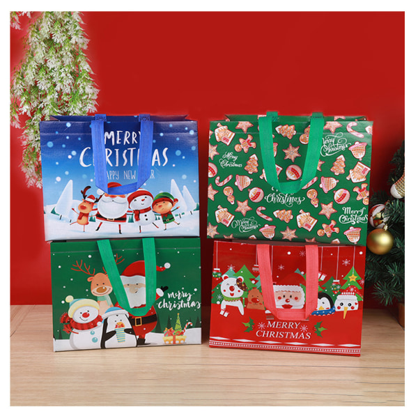 8 st 32,5 × 25 × 17 cm Julklappspåsar, Återanvändbara Shoppingpåsar,