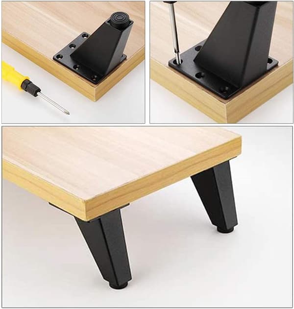 *4 stk. sorte justerbare møbelben, aluminiumslegering hypotenuse*