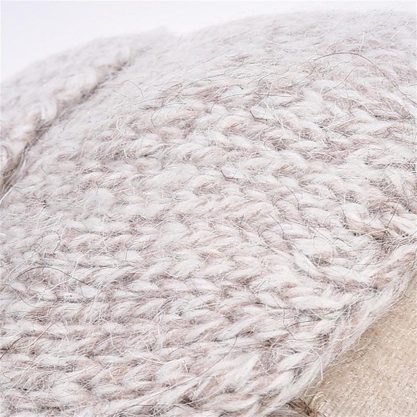 #(Beige) Uldblanding Strikket To-Formåls Isolerende Fingerløse Handsker#