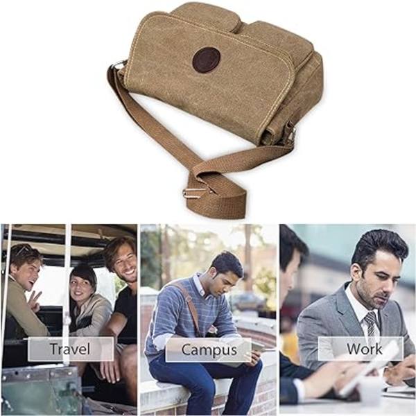 10\" Canvas Axelväska (Unisex Khaki), iPad Messenger Bag, Herrar/