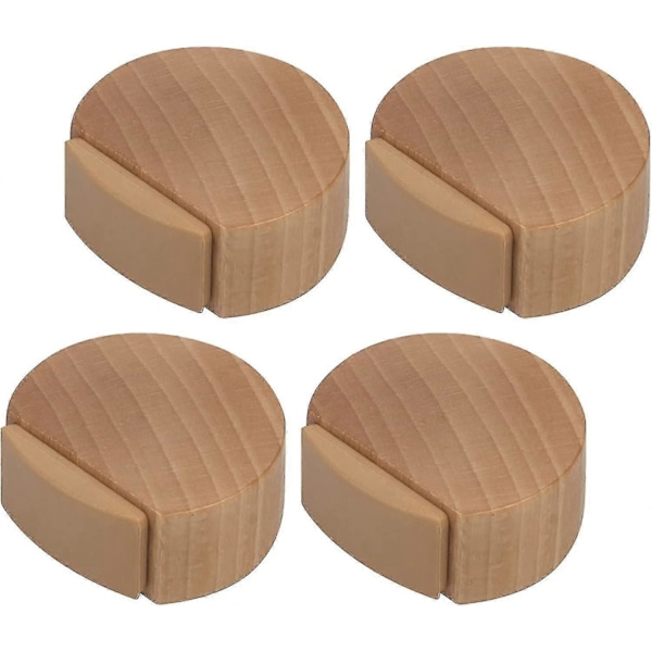 Selvklebende Dørstopper - Dørstopper i Tre for Gulv og Parkett - Selvklebende Dørstopper - Diskret og Elegant Dørstopper - Sett med 4 (bøk)