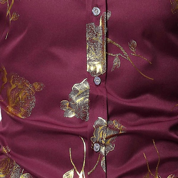 Miesten ruusukultafolio painatus pitkähihainen paita - 2XL