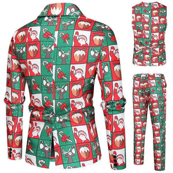 Jul, herr 3d- printed kostymväst kostymbyxor set - 3 delar F2XL