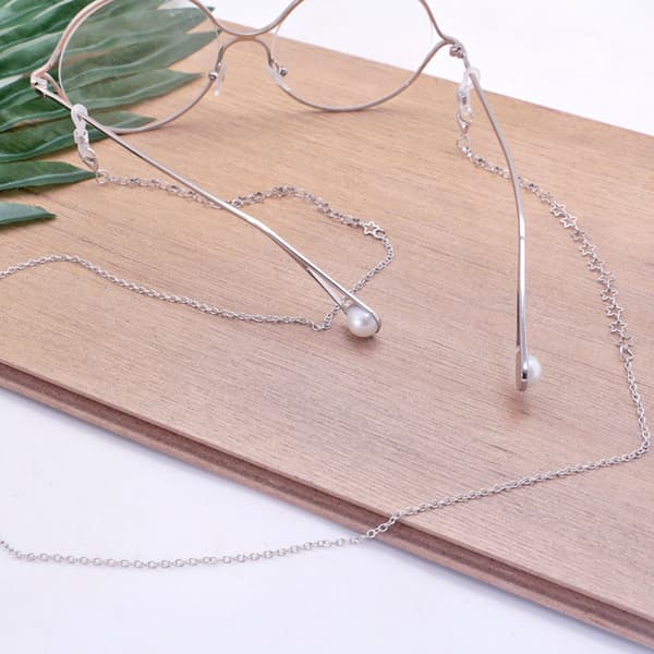 #Silver pentagram glaskedja#