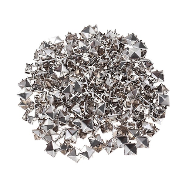 200 st Fyrkantiga Nitar Metall Dubbar Spikar för DIY Punk Skor Bälte Kläder Dekor (Silver)